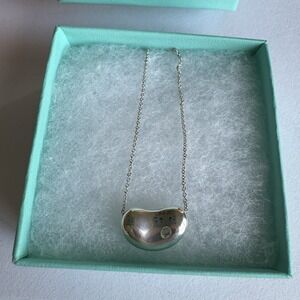 Tiffany & Co. Large Bean Elsa Peretti Chain Necklace 16" Silver 925 w/Box